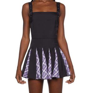 Dolls Kill The Headmaster Mini Purple Plaid Pleated Dress